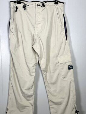 686 Cargo Fleece Lined Drawstring Ski Snow Snowboard Winter Nylon Pants Mens S
